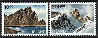 FRIMÆRKER ISLAND | 1991 - AFA 735,736 - Landskaber - 10,00 + 300,00 kr. flerfarvet - Postfrisk